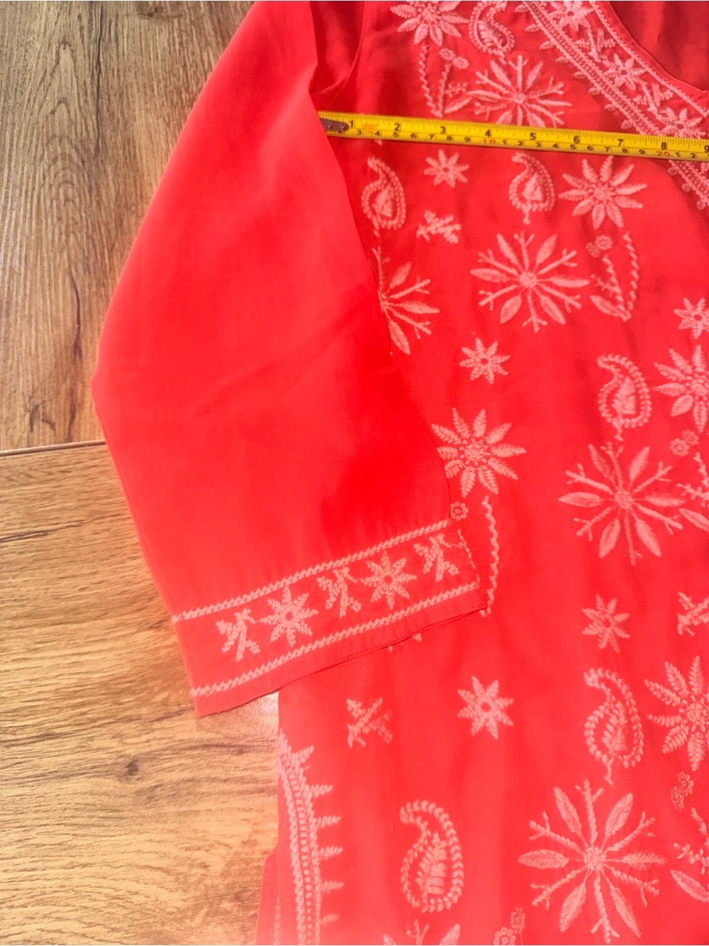 Bright Orange Embroidered V-Neck coverup Top by Antonio Melani - Picture 7 of 9